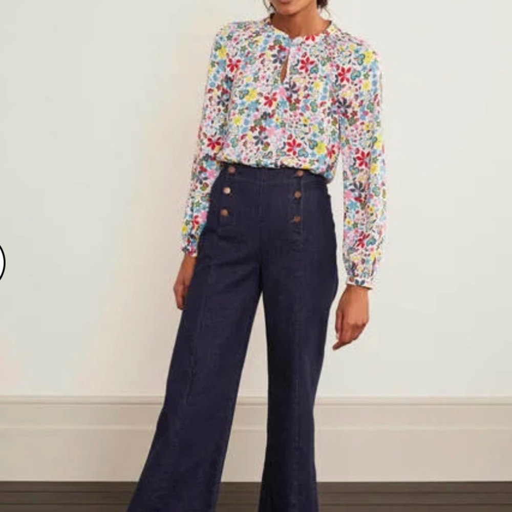 Boden Wide Leg Sailor Denim Pants